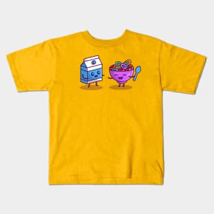 Happy Milk And Cereal Kids T-Shirt